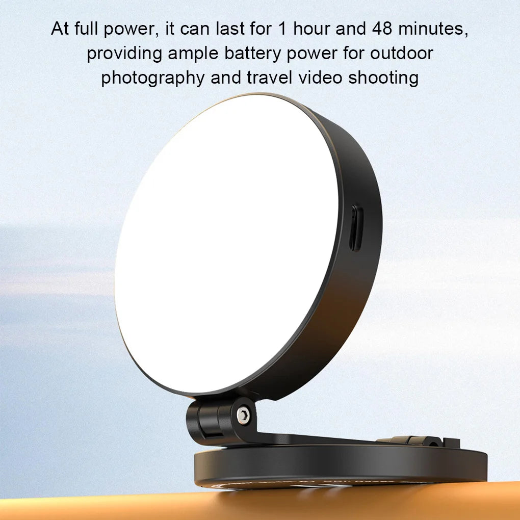 Portable Magnetic Selfie Light For iPhone,CRI95 700lx/0.3m Folding LED Phone Fill Ring Lighting For Live Vlog Video Recording