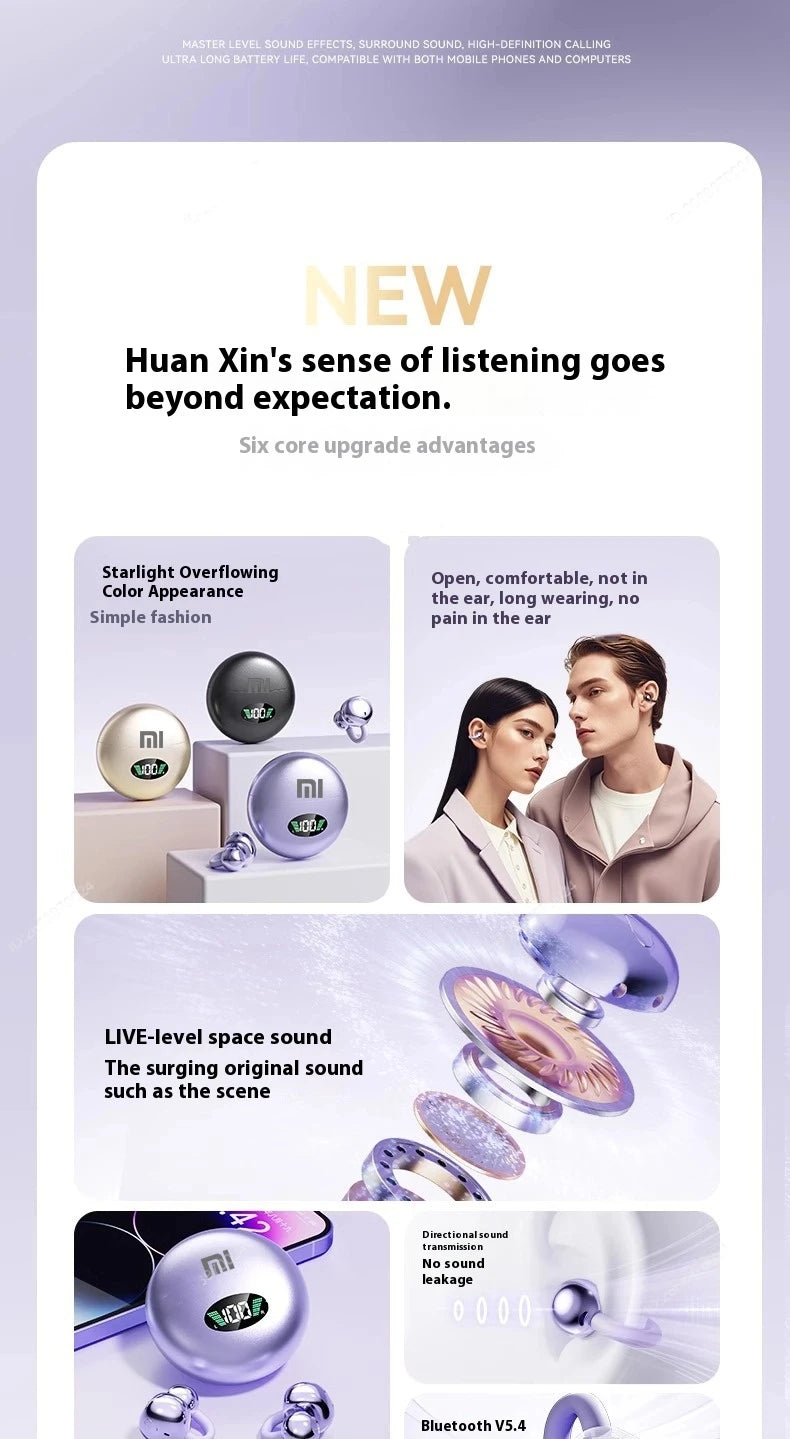 Xiaomi Wireless Bluetooth Q71 Clip-on Earphones High Sound Quality Earbuds Led Display Headphones Music Sports Headset
