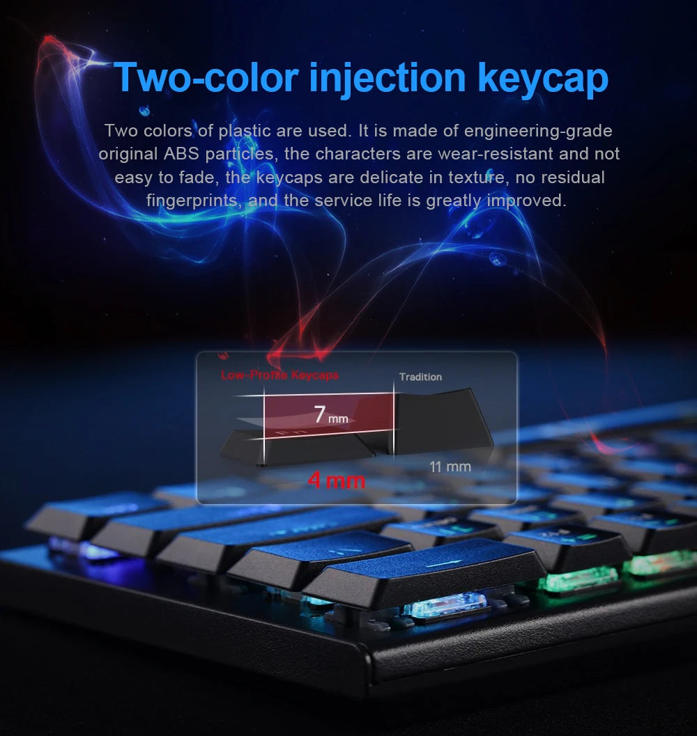 REDRAGON Horus K618 RGB | Teclado Mecánico Gamer Inalámbrico 3 en 1 (Bluetooth 5.0 / USB 2.4 G / Cable USB-C)