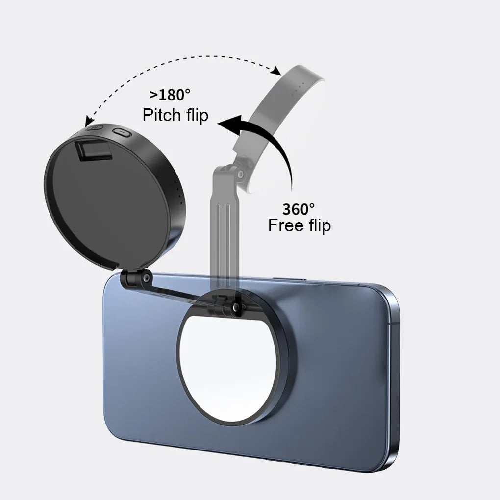 Portable Magnetic Selfie Light For iPhone,CRI95 700lx/0.3m Folding LED Phone Fill Ring Lighting For Live Vlog Video Recording
